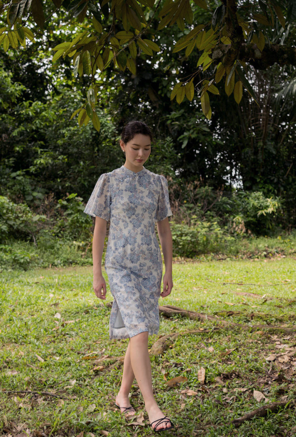 Favorite Oriental Cotton Cheongsam in Dreamy Blue