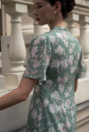 
                  
                    Favorite Oriental Cotton Cheongsam in Misty Greenery
                  
                