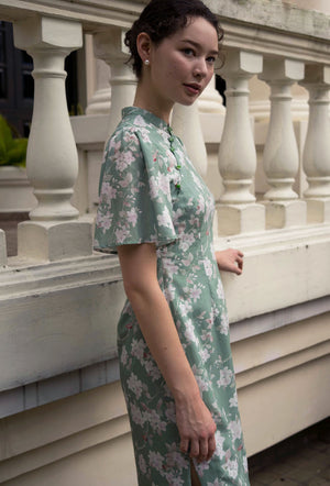 
                  
                    Favorite Oriental Cotton Cheongsam in Misty Greenery
                  
                