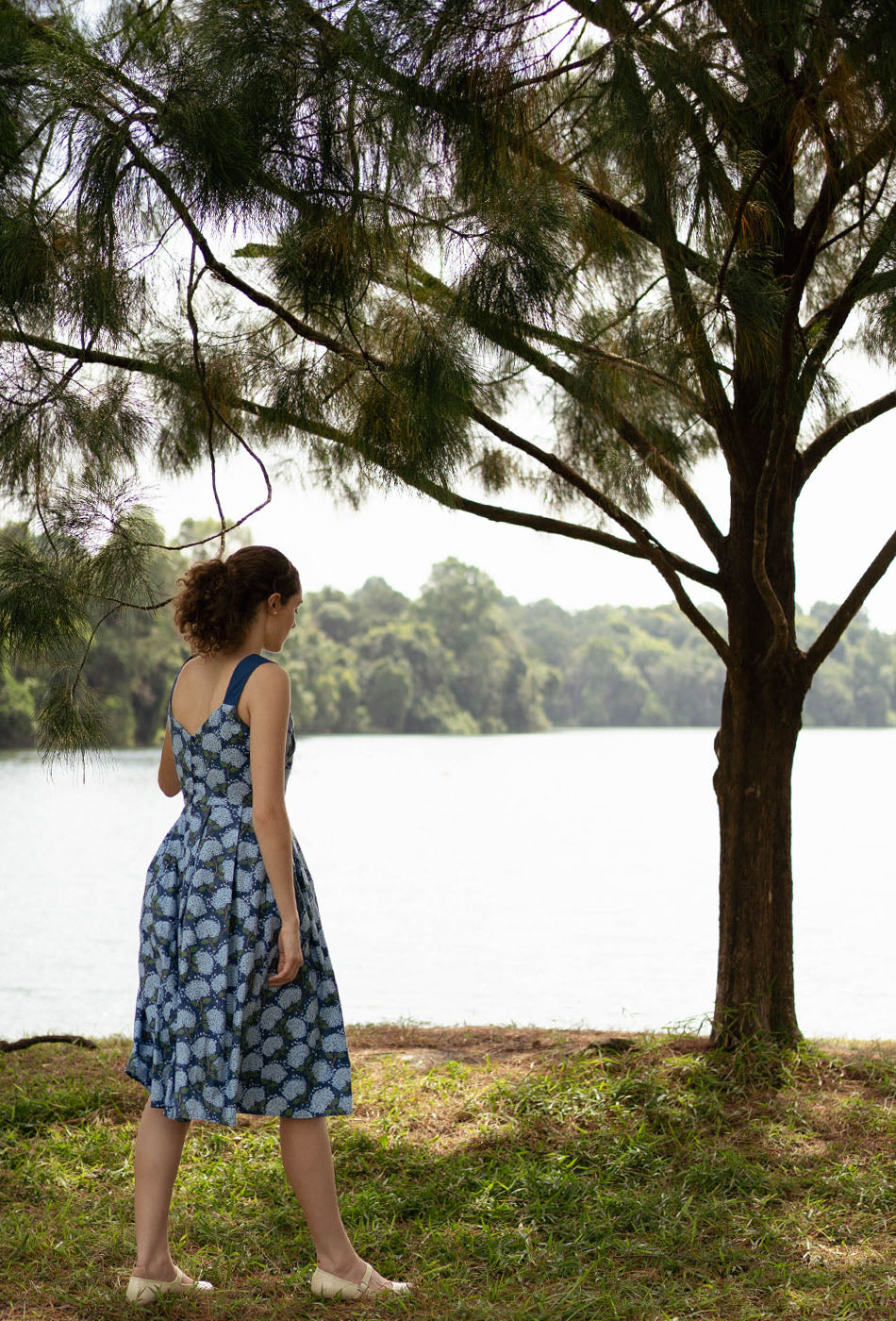 Golden Hour Cotton Dress in Blue Hydrangea