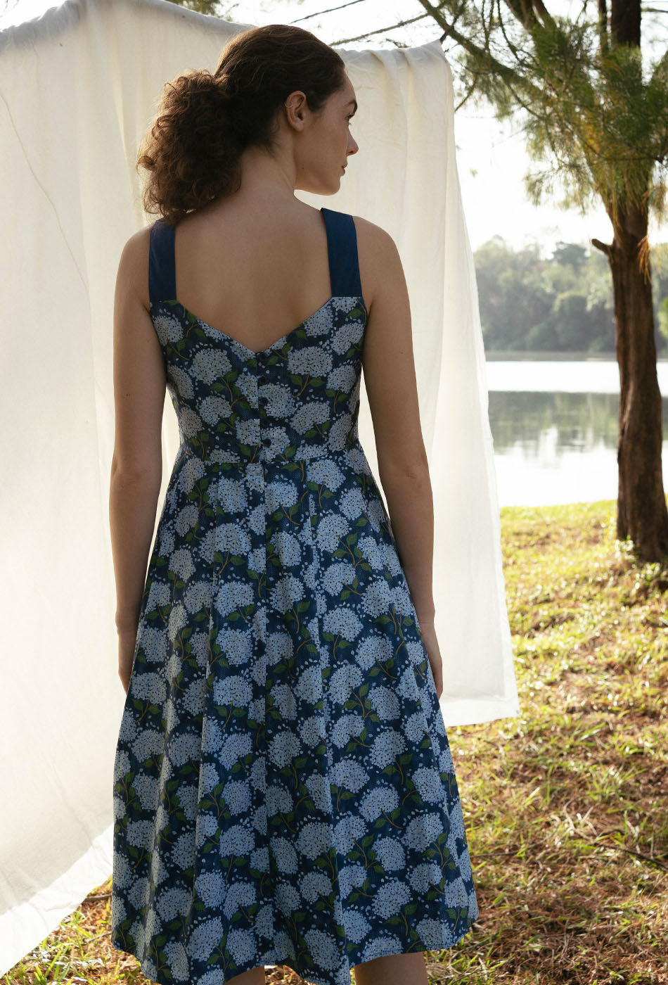 Golden Hour Cotton Dress in Blue Hydrangea