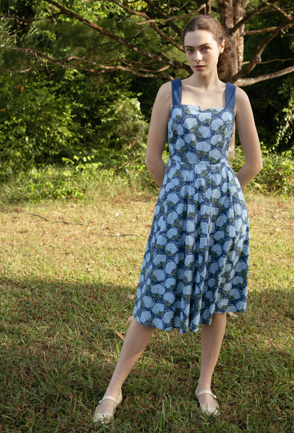 Golden Hour Cotton Dress in Blue Hydrangea