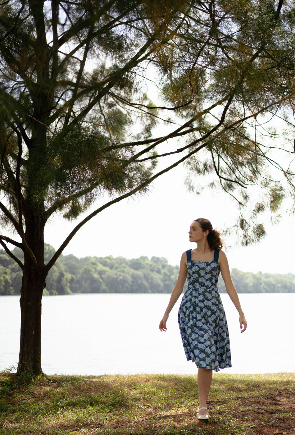 Golden Hour Cotton Dress in Blue Hydrangea