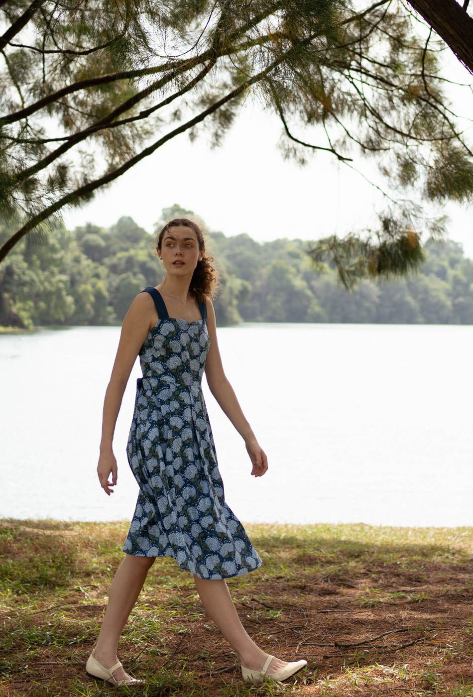 Golden Hour Cotton Dress in Blue Hydrangea