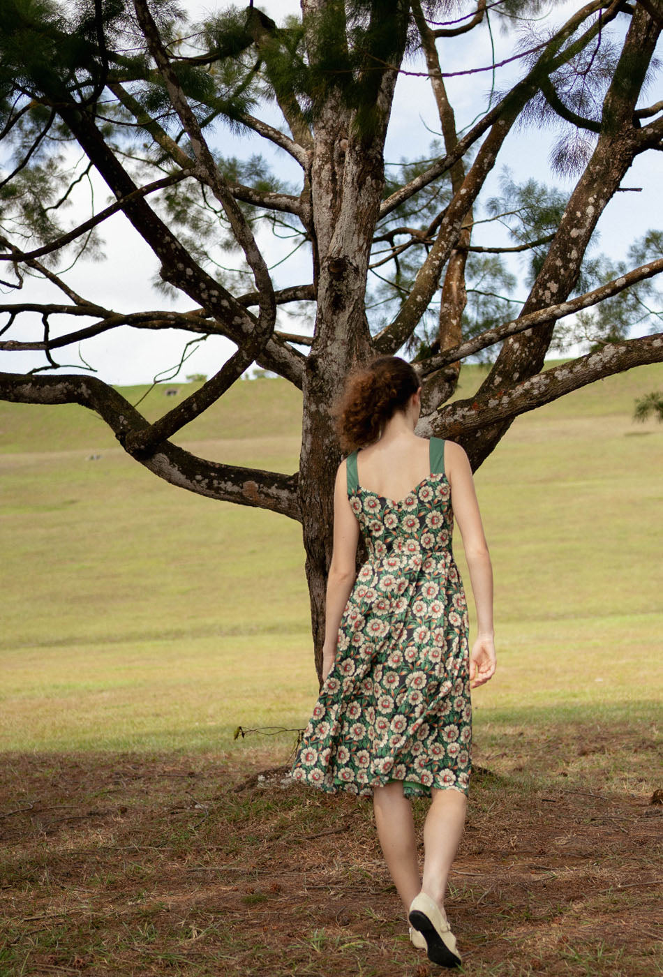 Golden Hour Cotton Dress in Green Haven