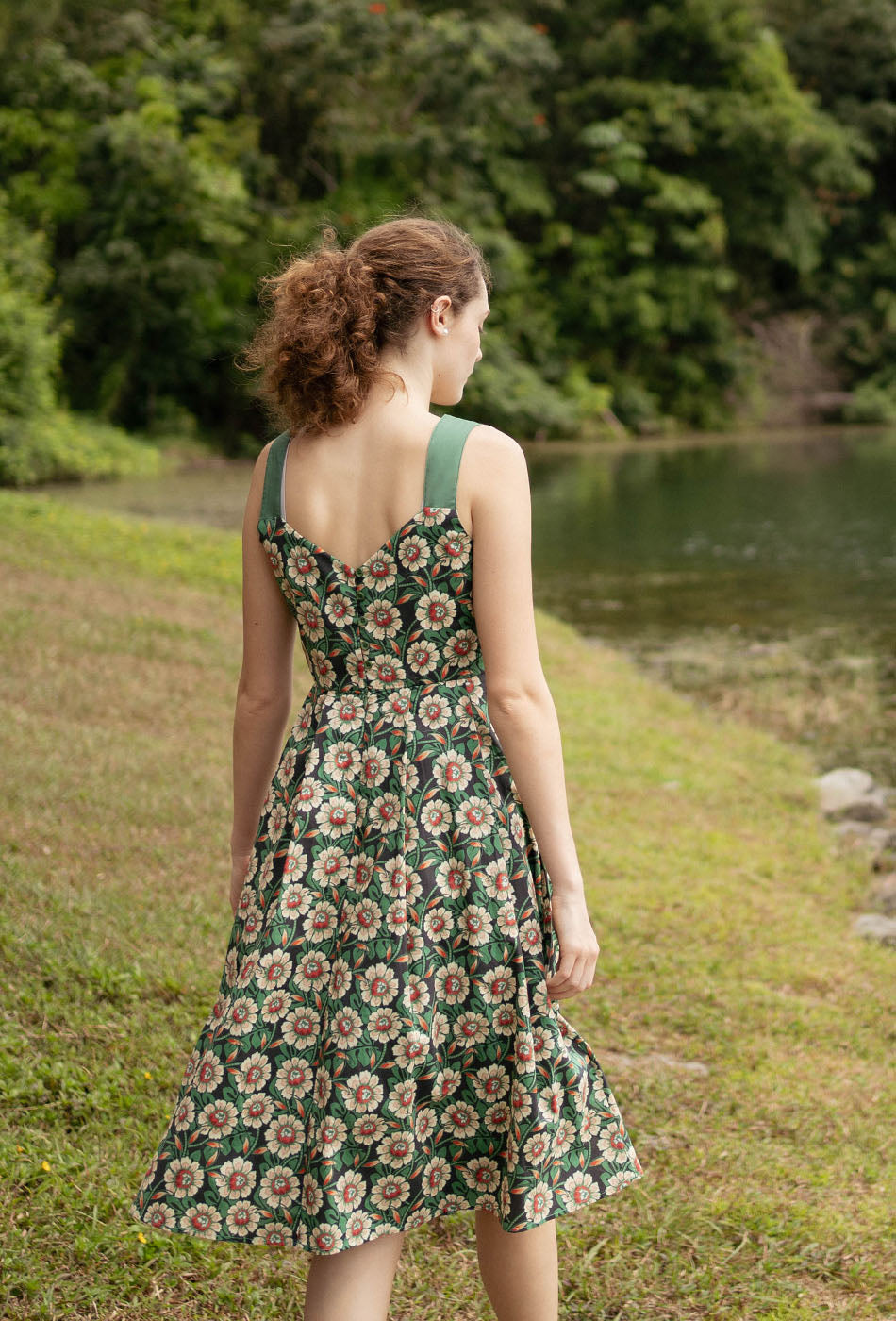 Golden Hour Cotton Dress in Green Haven