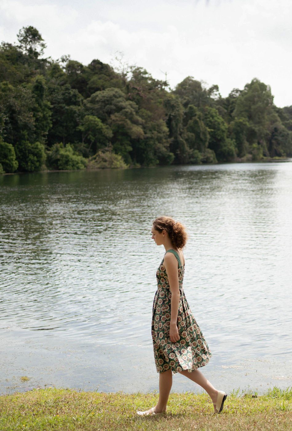 Golden Hour Cotton Dress in Green Haven