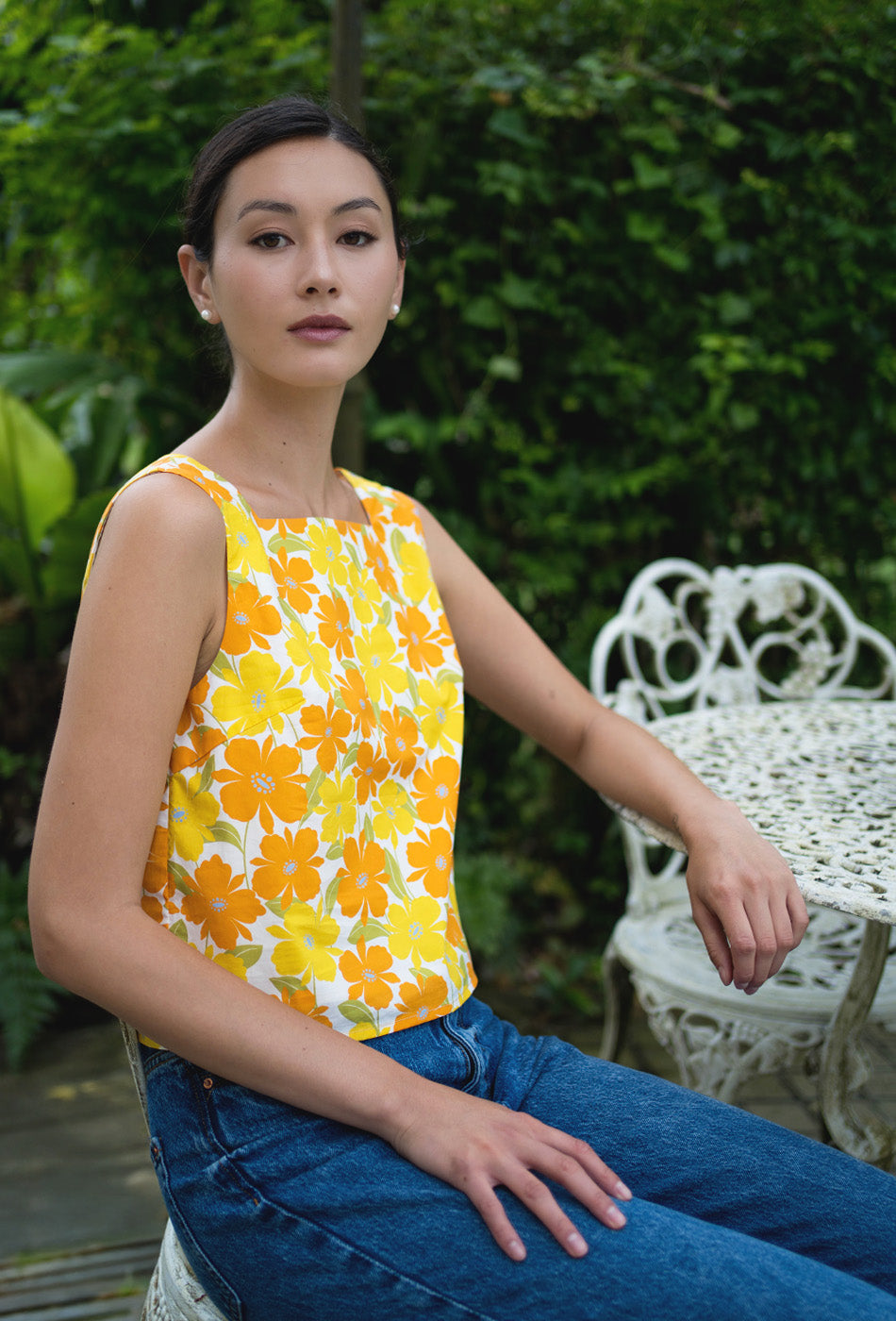 Goldie Cotton Top in Buttercup Cosmos