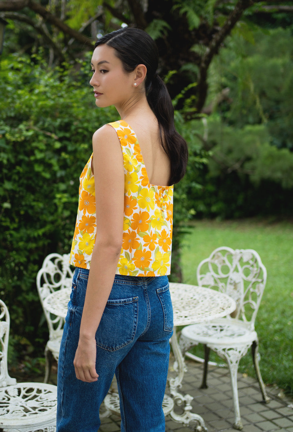 Goldie Cotton Top in Buttercup Cosmos