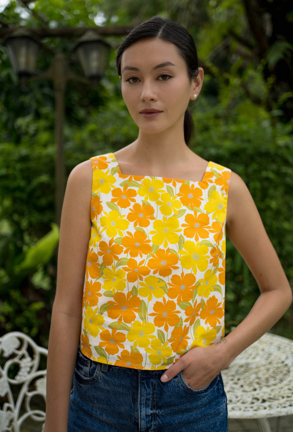 Goldie Cotton Top in Buttercup Cosmos