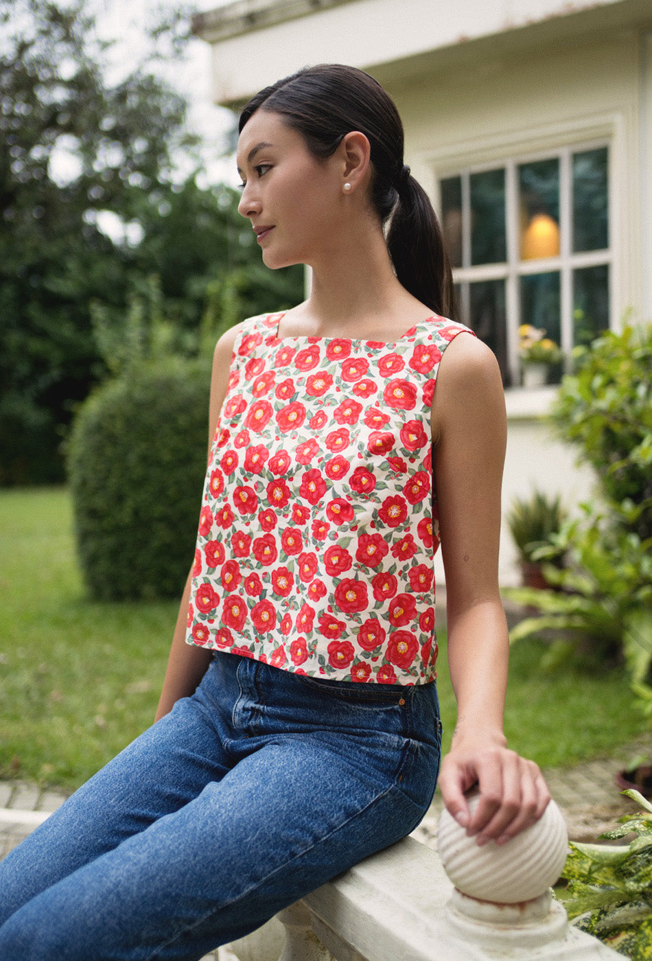 Goldie Cotton Top in Camellia Belle