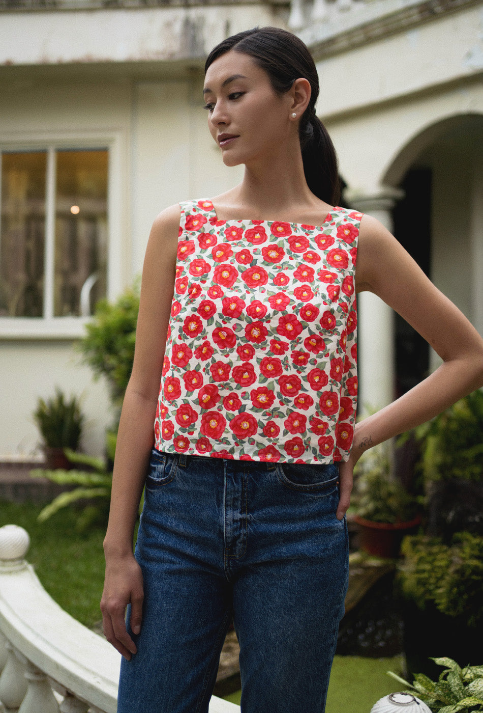 Goldie Cotton Top in Camellia Belle