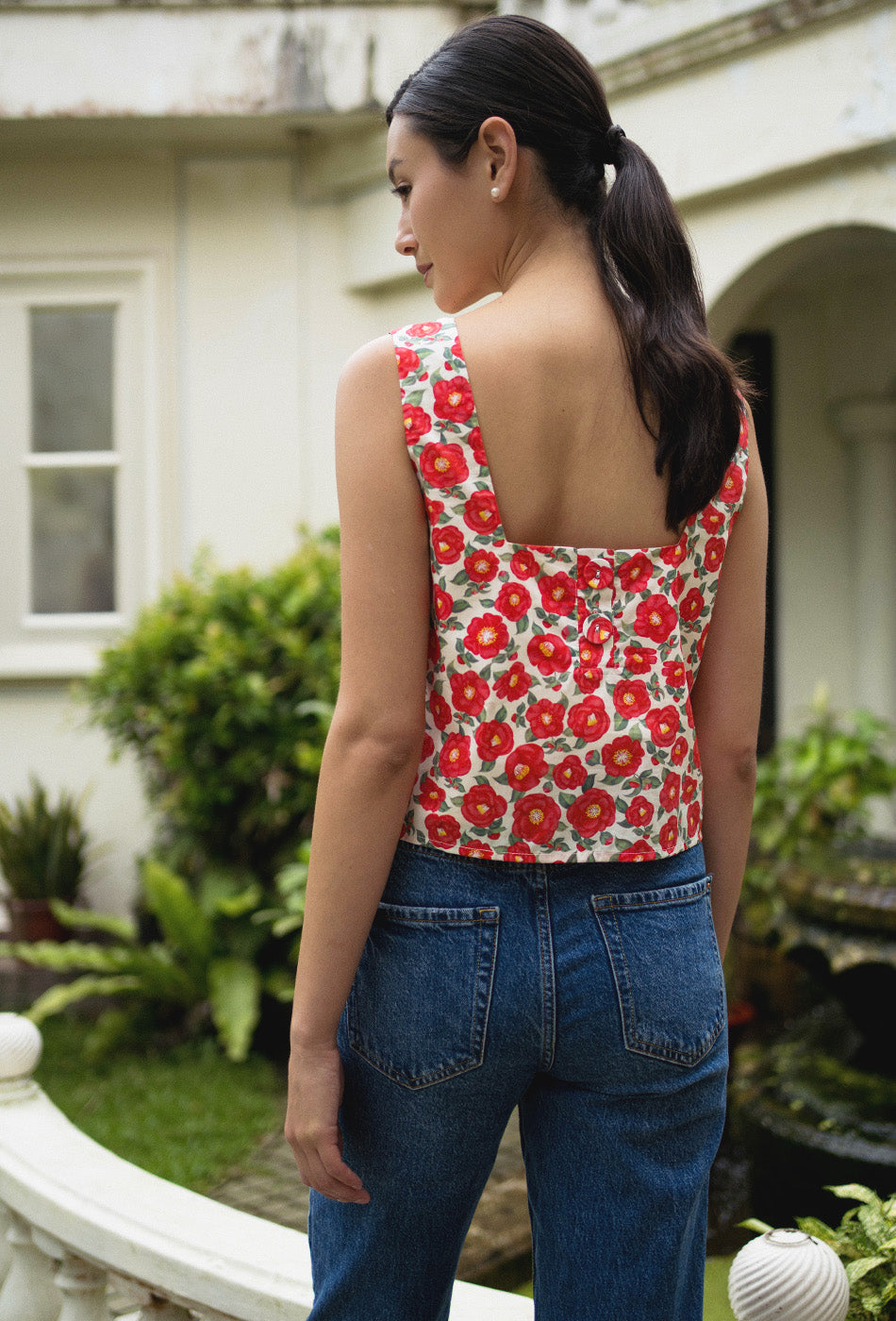 Goldie Cotton Top in Camellia Belle