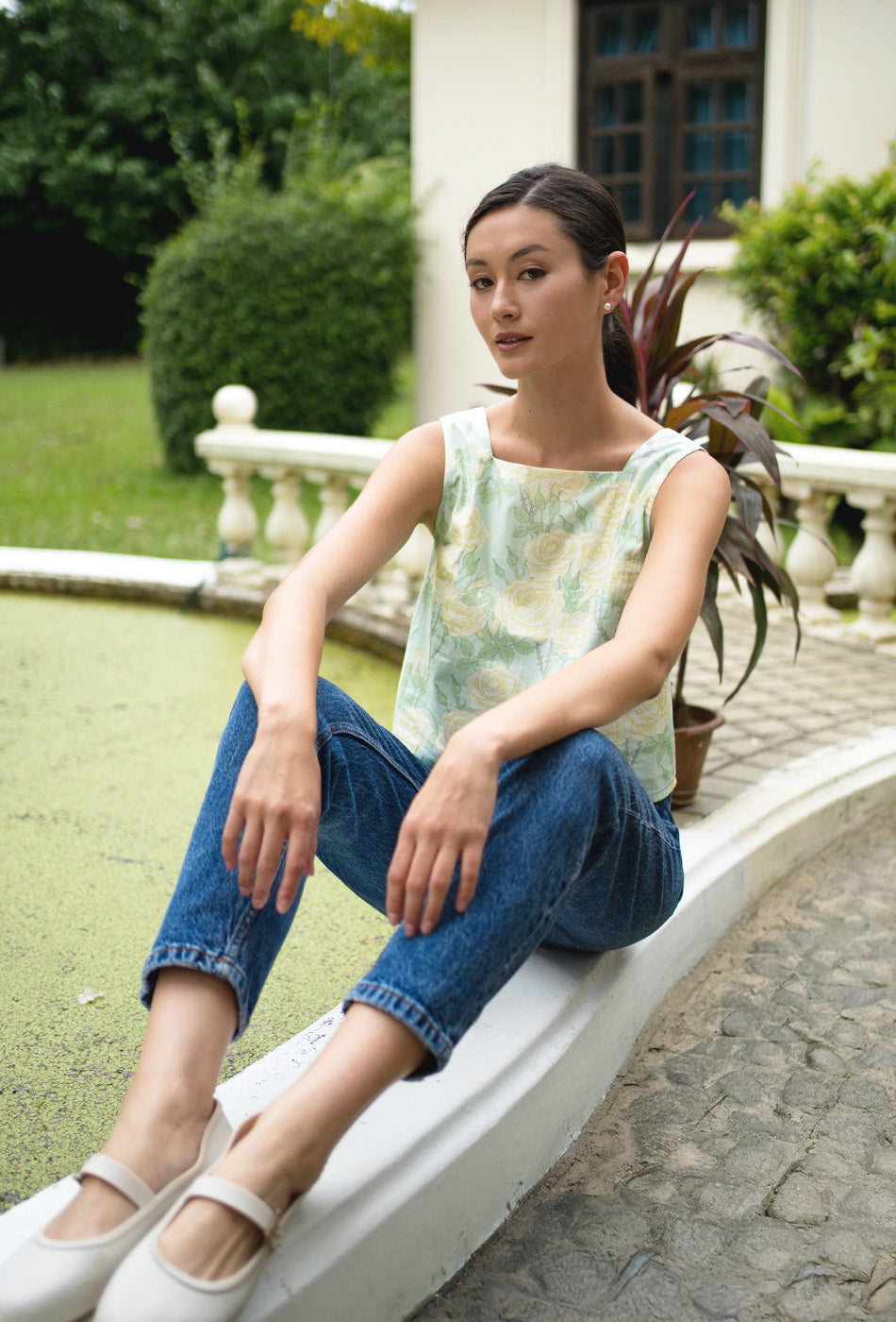 Goldie Cotton Top in Minted Rose