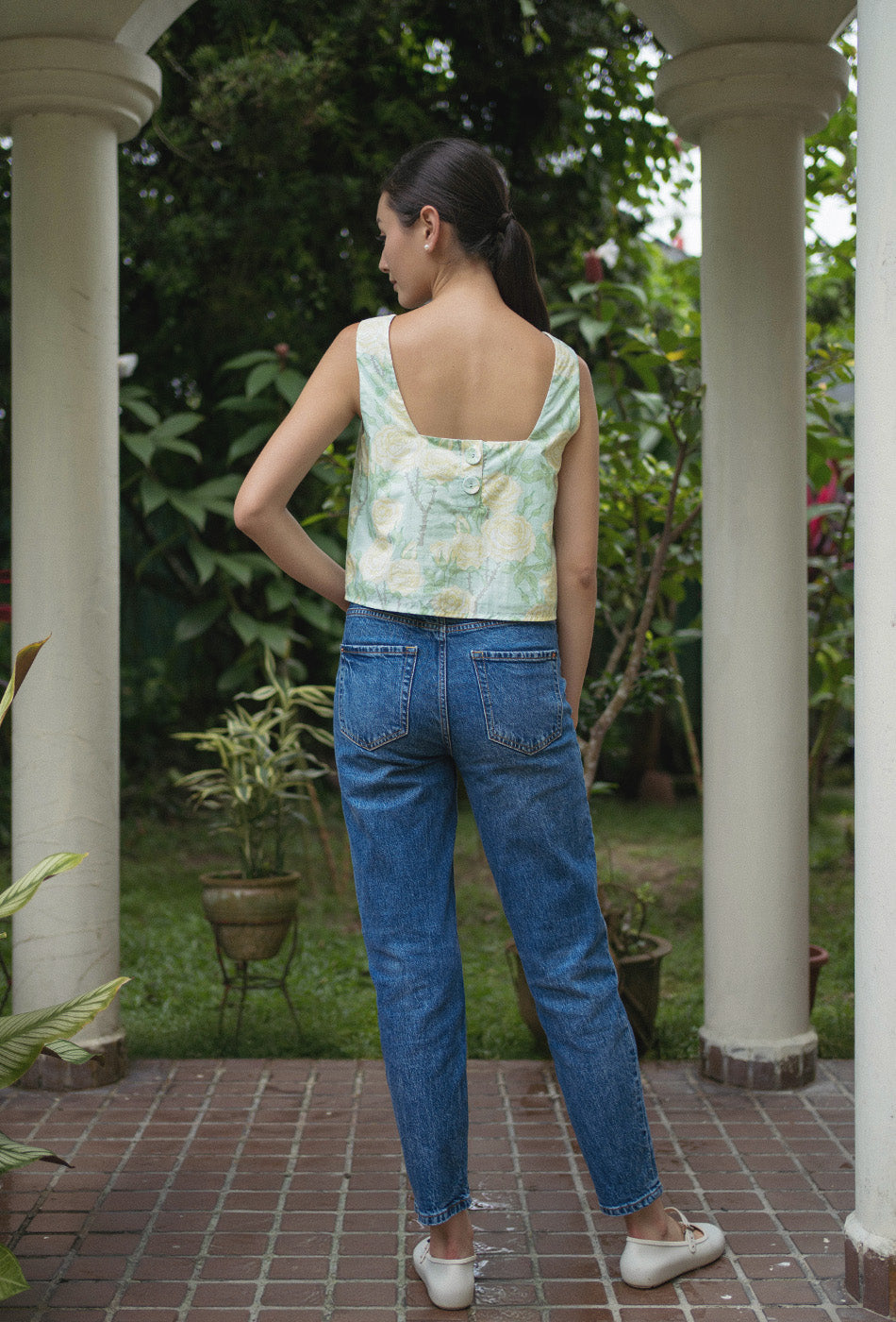 Goldie Cotton Top in Minted Rose