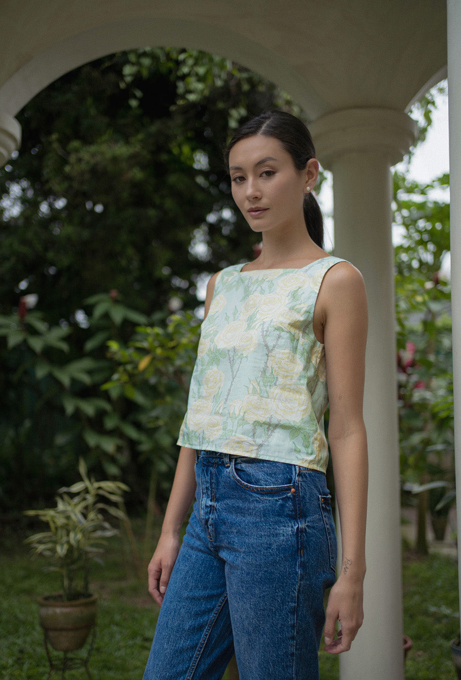 Goldie Cotton Top in Minted Rose