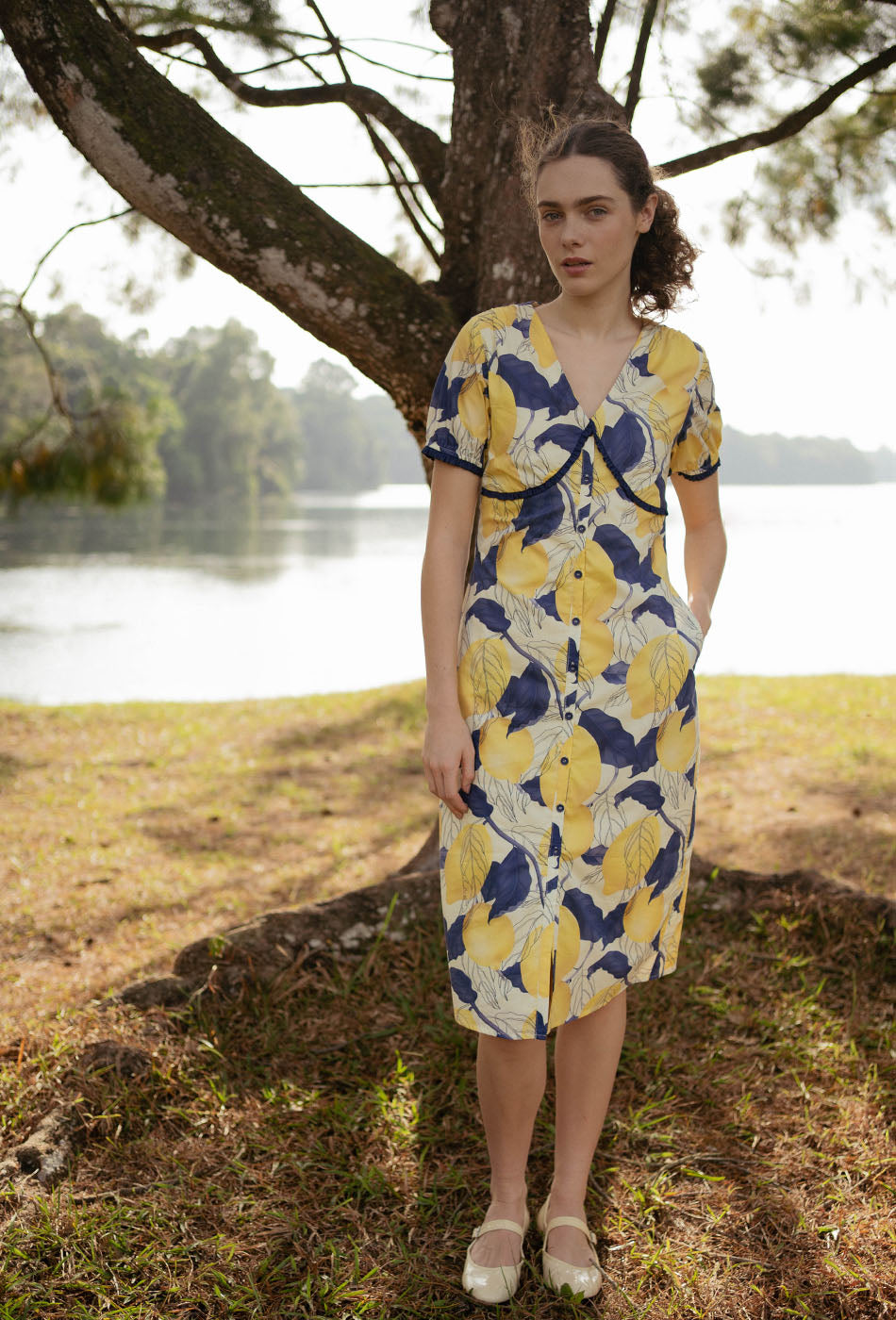 Honey, Honey Cotton Dress in Fresh Lemons