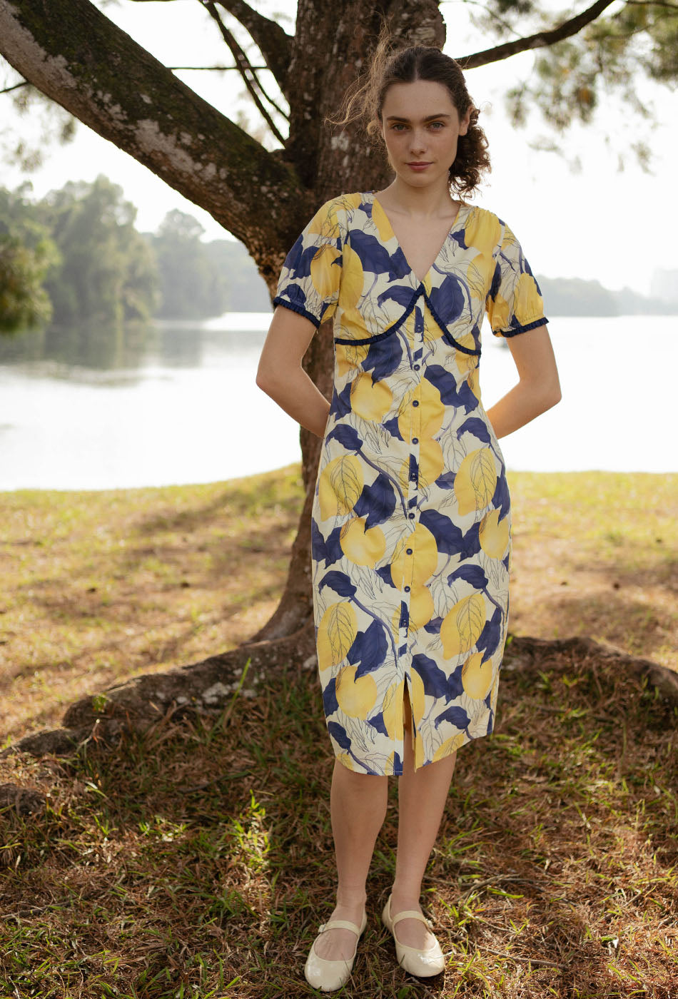 Honey, Honey Cotton Dress in Fresh Lemons