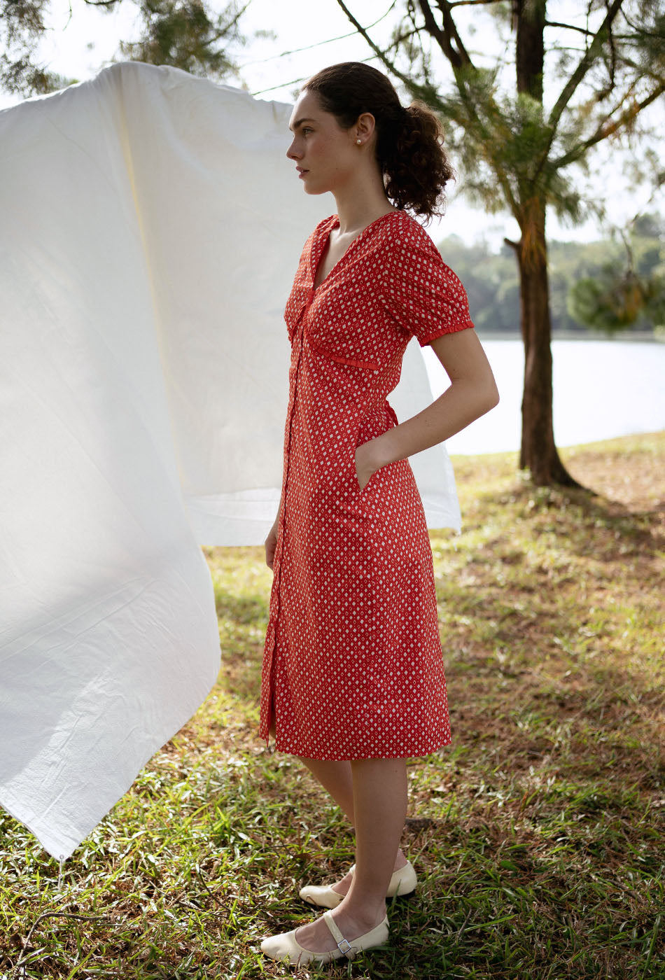 Honey, Honey Cotton Dress in Red Romance