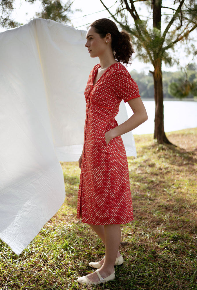 
                  
                    Honey, Honey Cotton Dress in Red Romance
                  
                