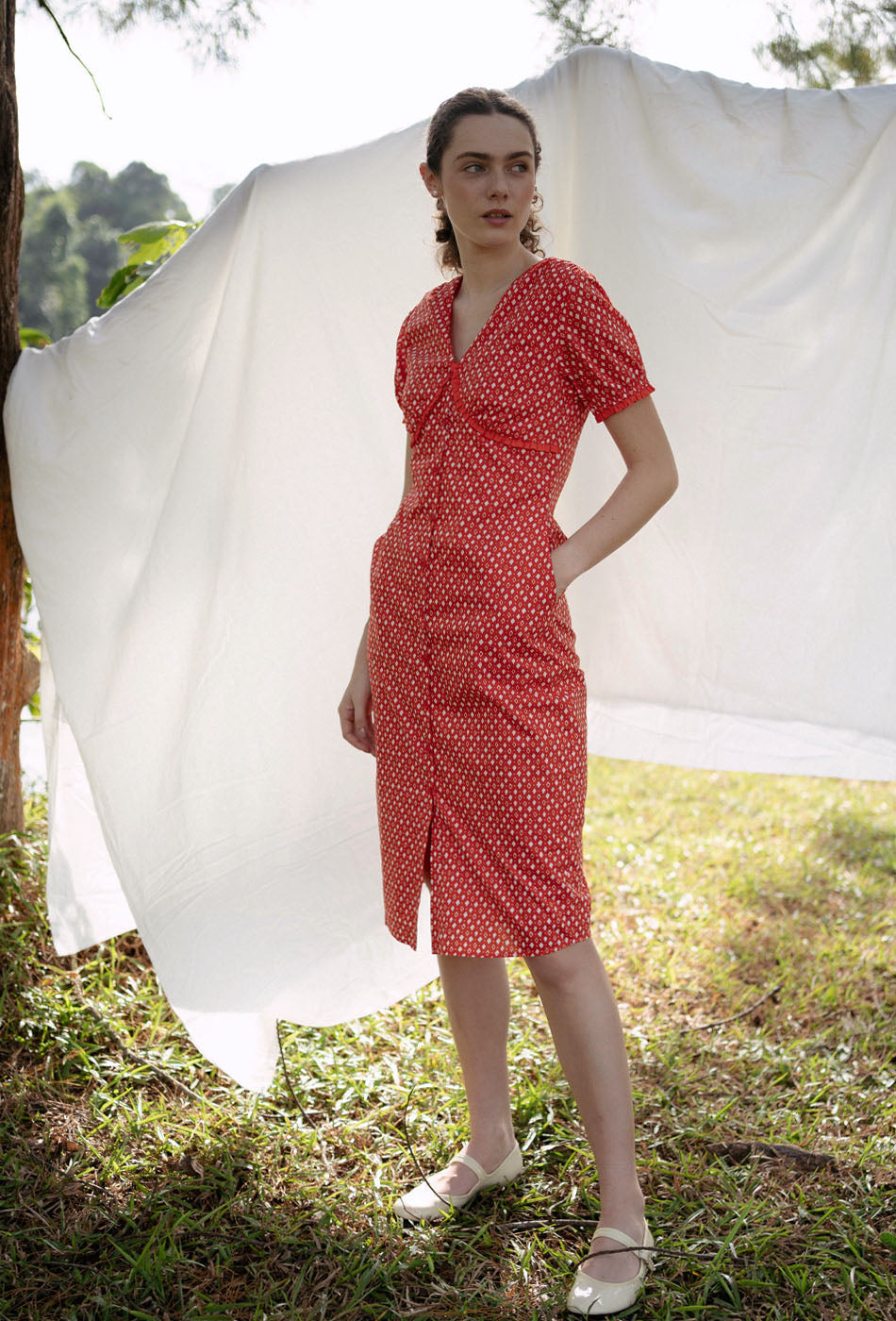 Honey, Honey Cotton Dress in Red Romance