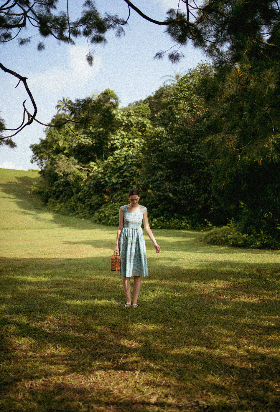 Love Comes Knockin' II Cotton Dress in Blue Gingham Bloom