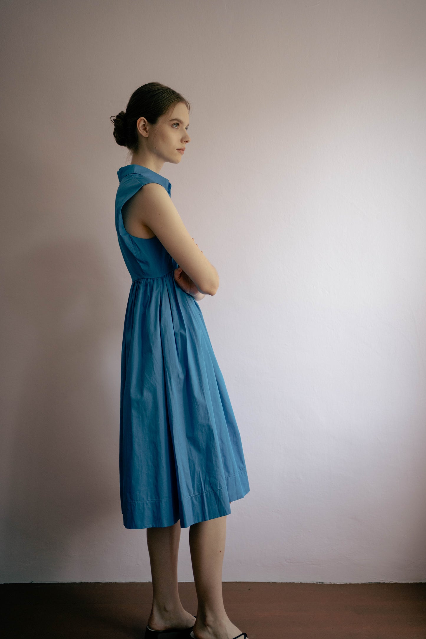 Memory Lane Cotton Dress in Blue