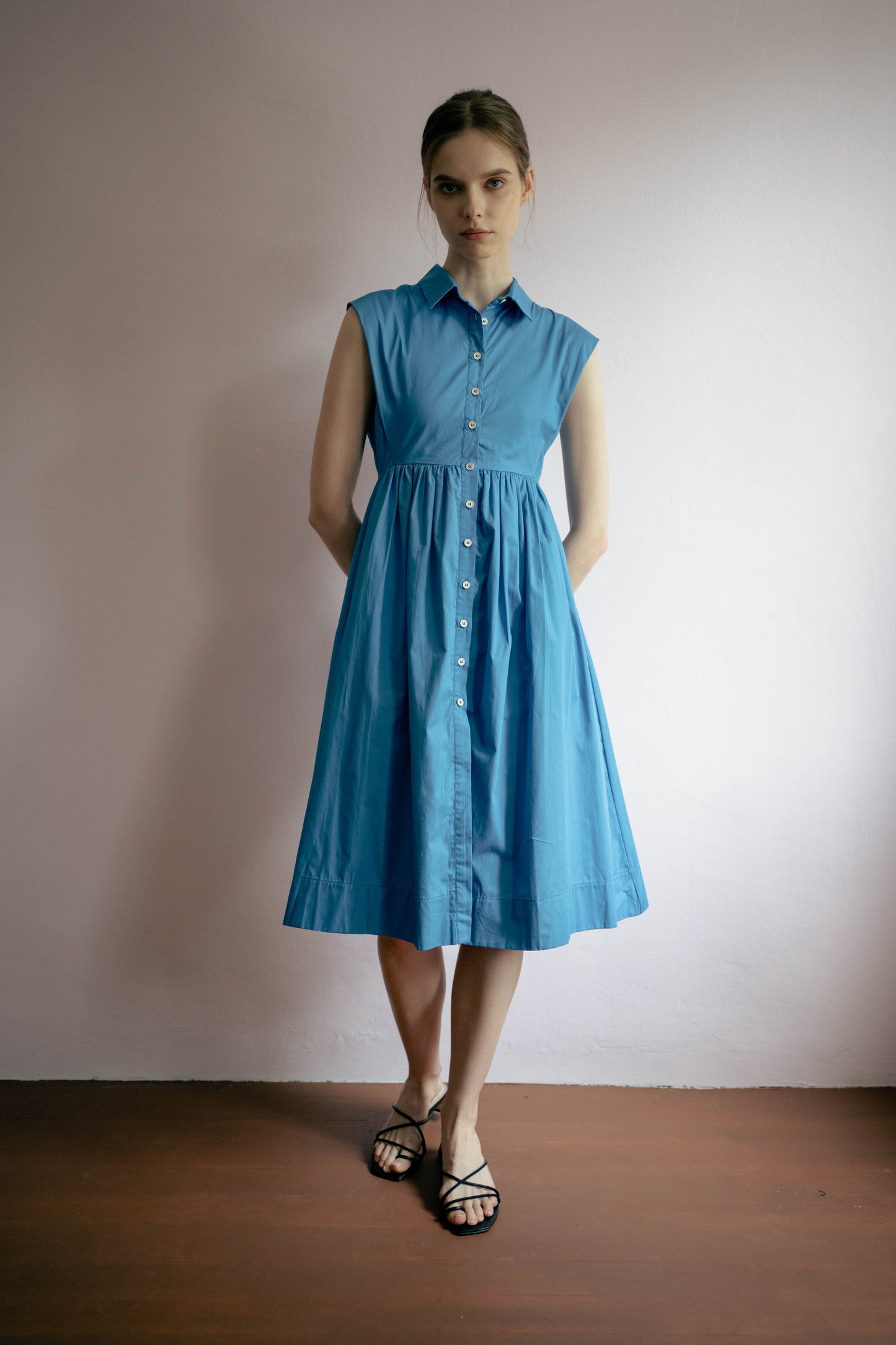 Memory Lane Cotton Dress in Blue