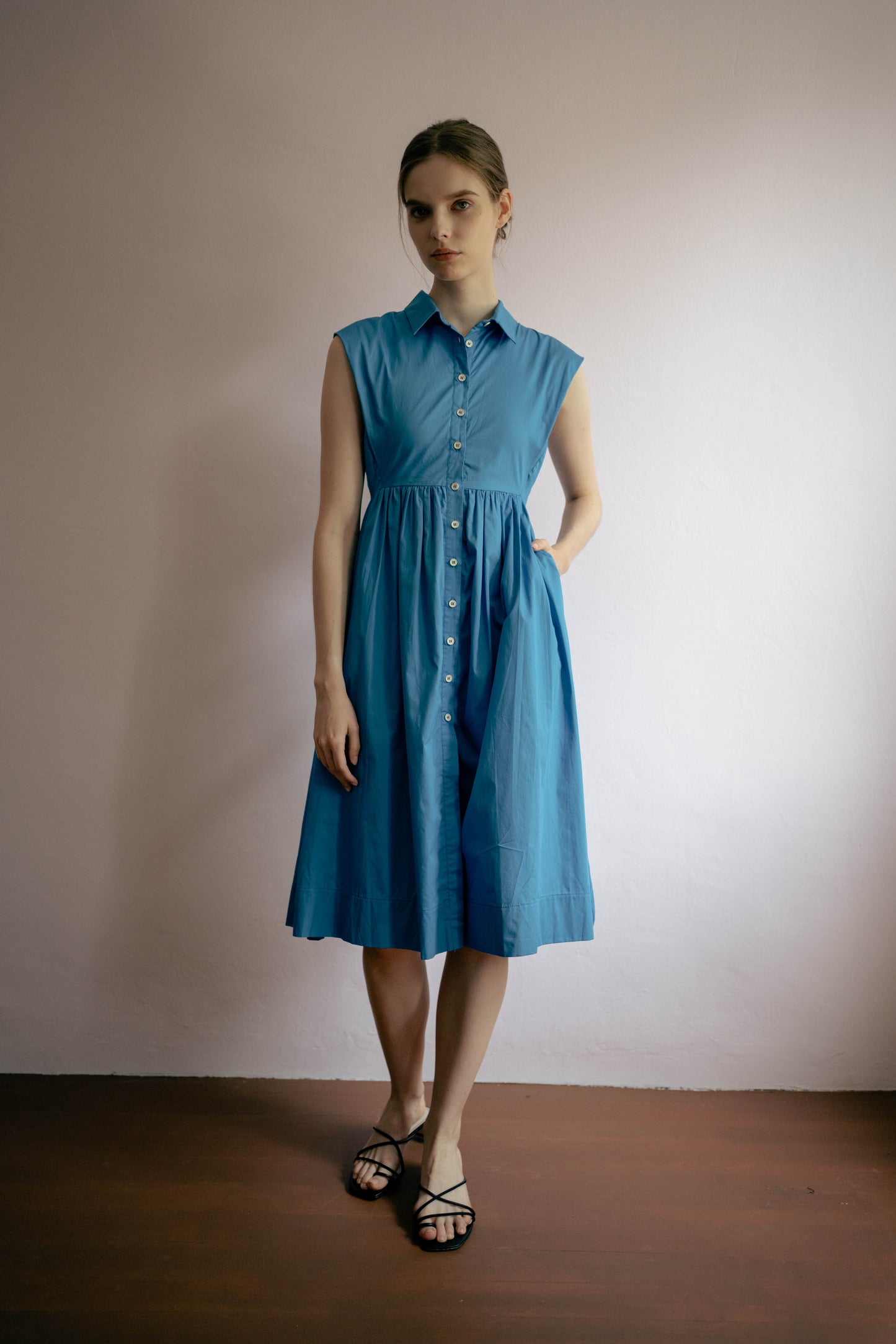 Memory Lane Cotton Dress in Blue