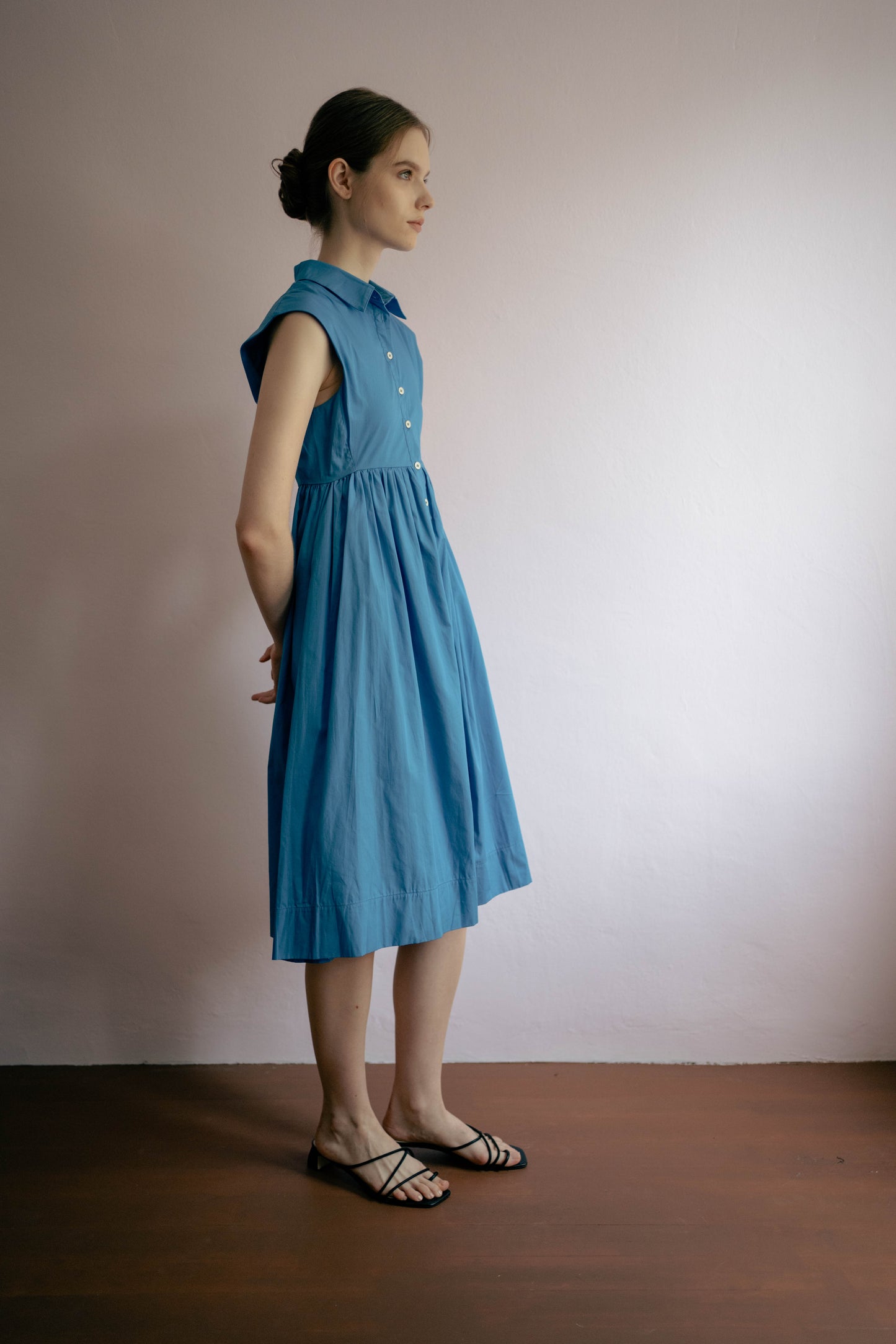 Memory Lane Cotton Dress in Blue