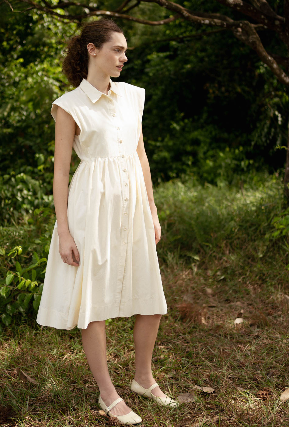 Memory Lane Cotton Dress in Cream