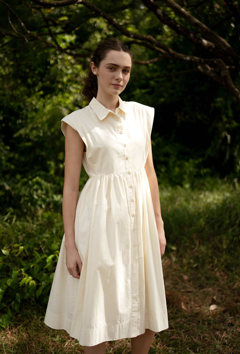 Memory Lane Cotton Dress in Cream