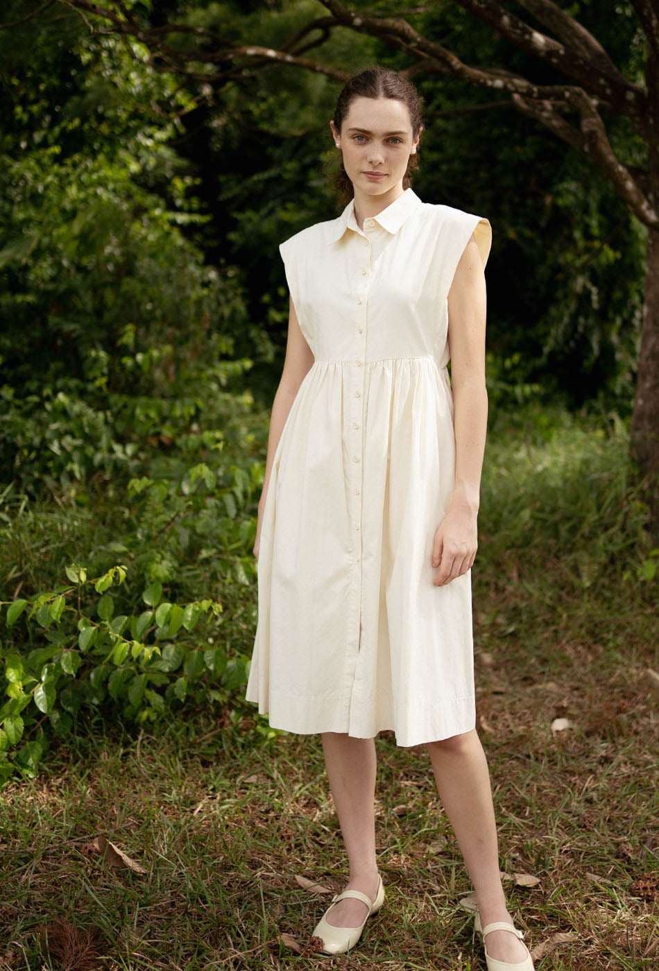 Memory Lane Cotton Dress in Cream