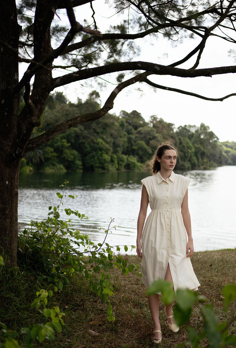 Memory Lane Cotton Dress in Cream