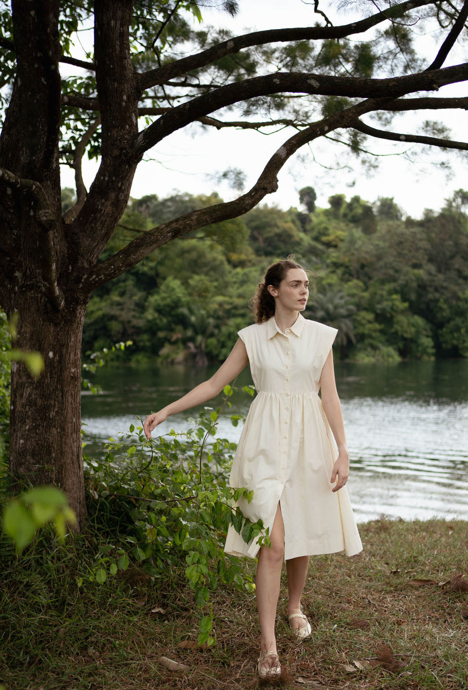 Memory Lane Cotton Dress in Cream