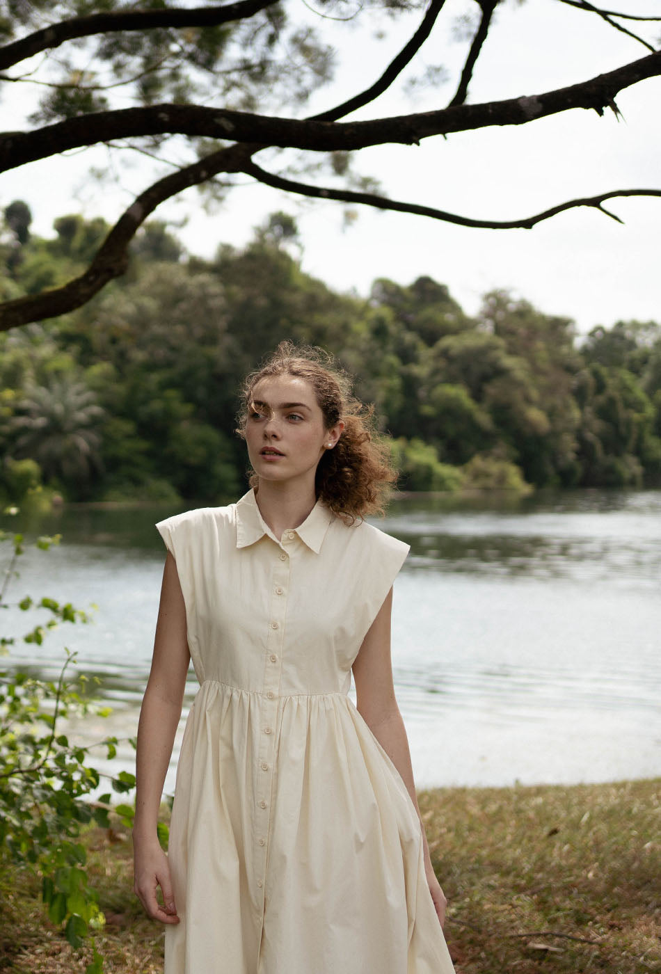 Memory Lane Cotton Dress in Cream