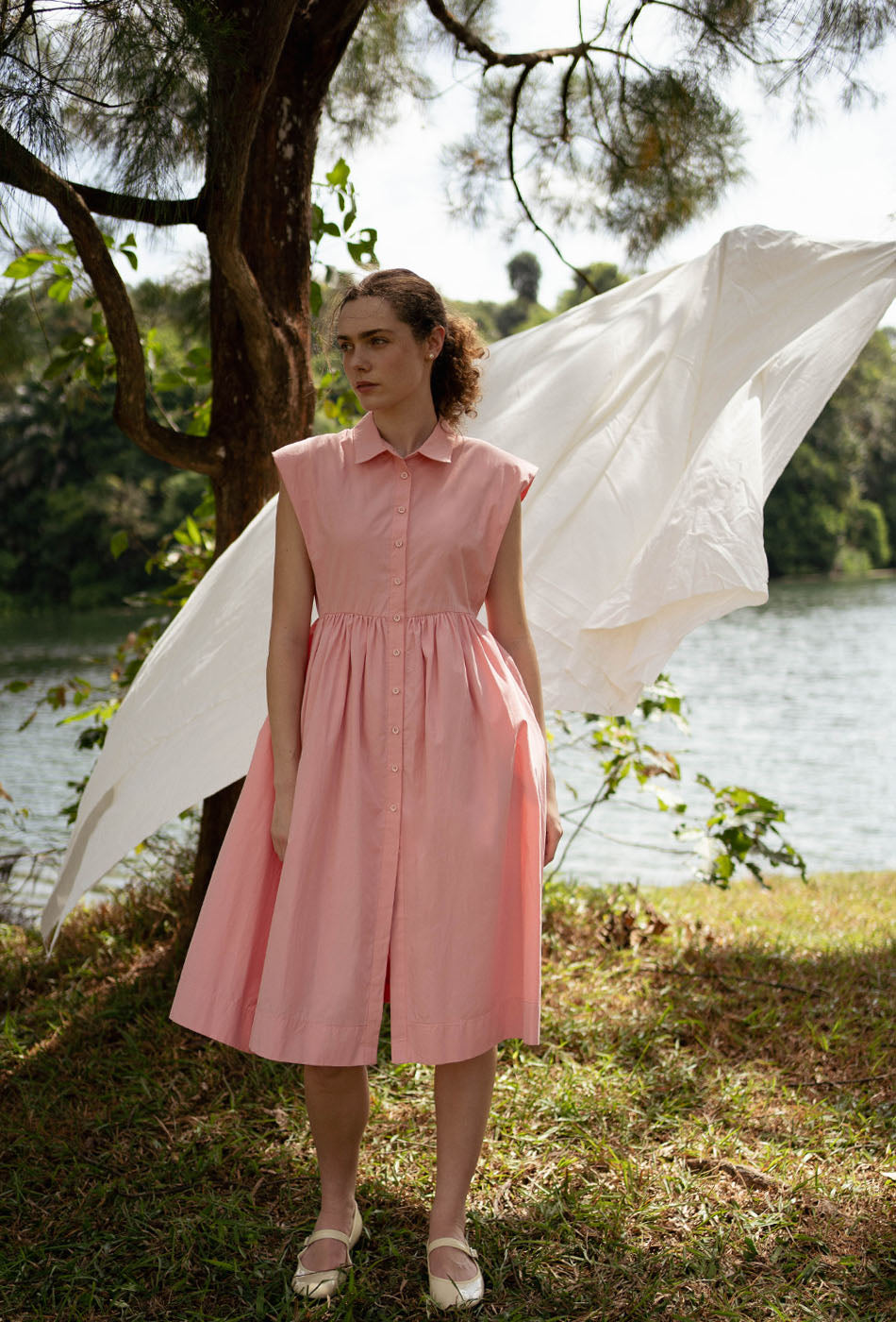 Memory Lane Cotton Dress in Pink