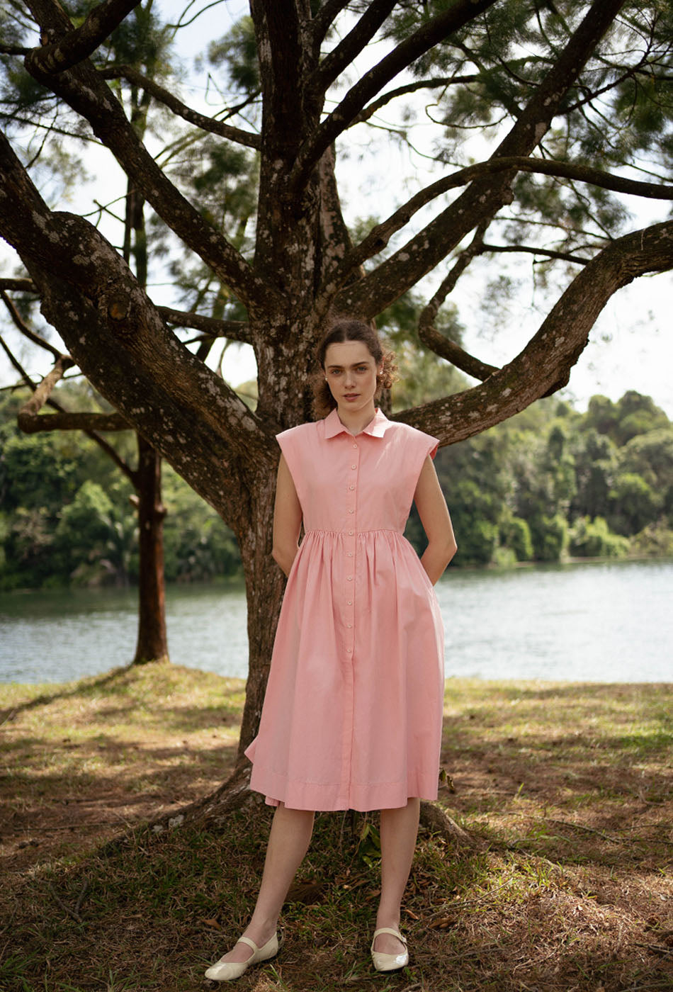 Memory Lane Cotton Dress in Pink