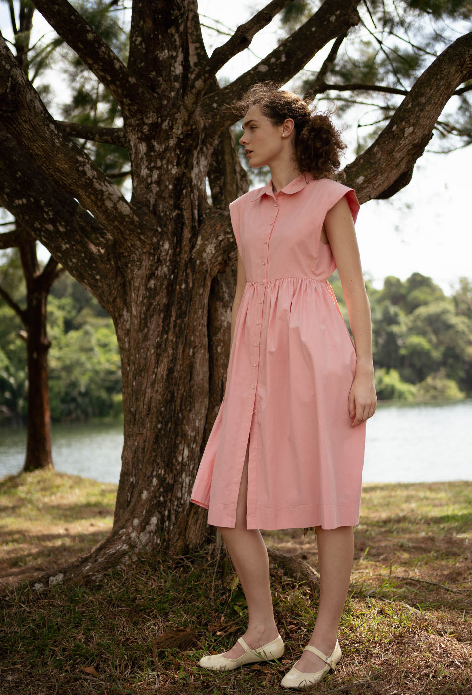 Memory Lane Cotton Dress in Pink