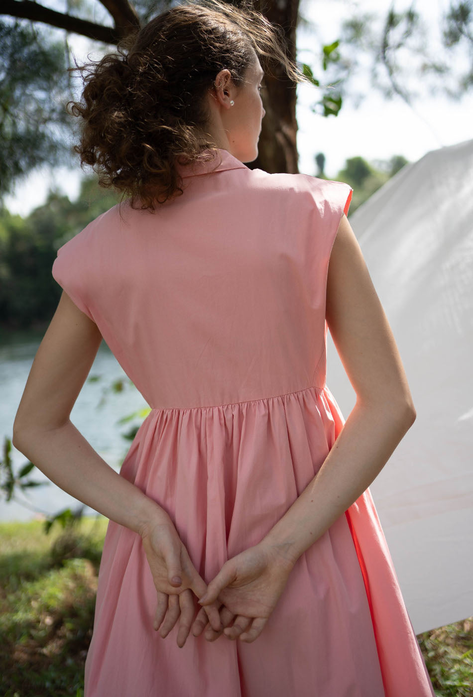 Memory Lane Cotton Dress in Pink