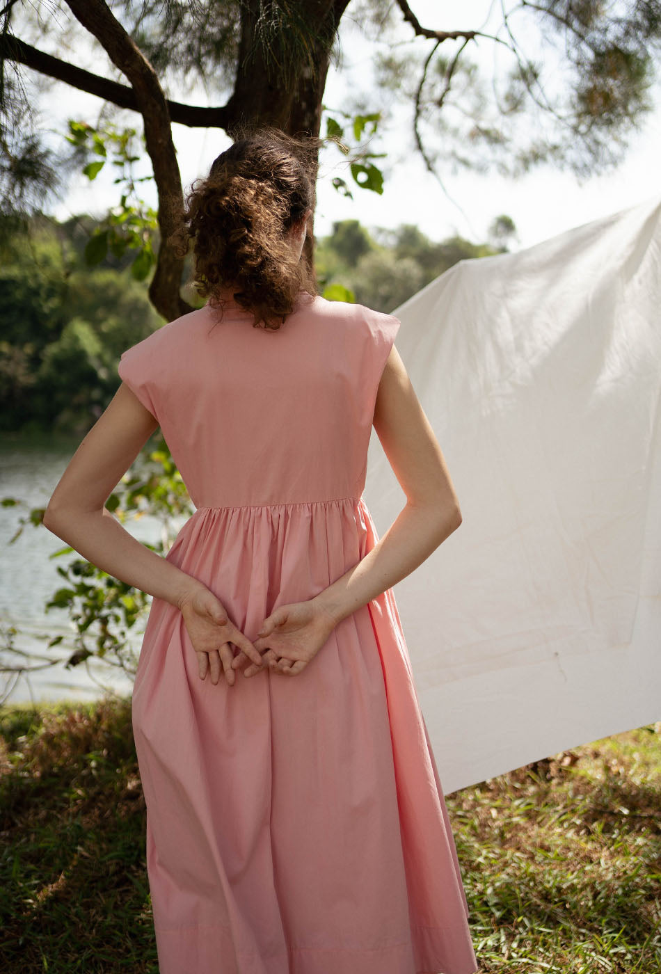 Memory Lane Cotton Dress in Pink