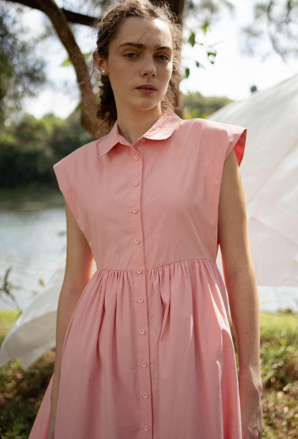 Memory Lane Cotton Dress in Pink