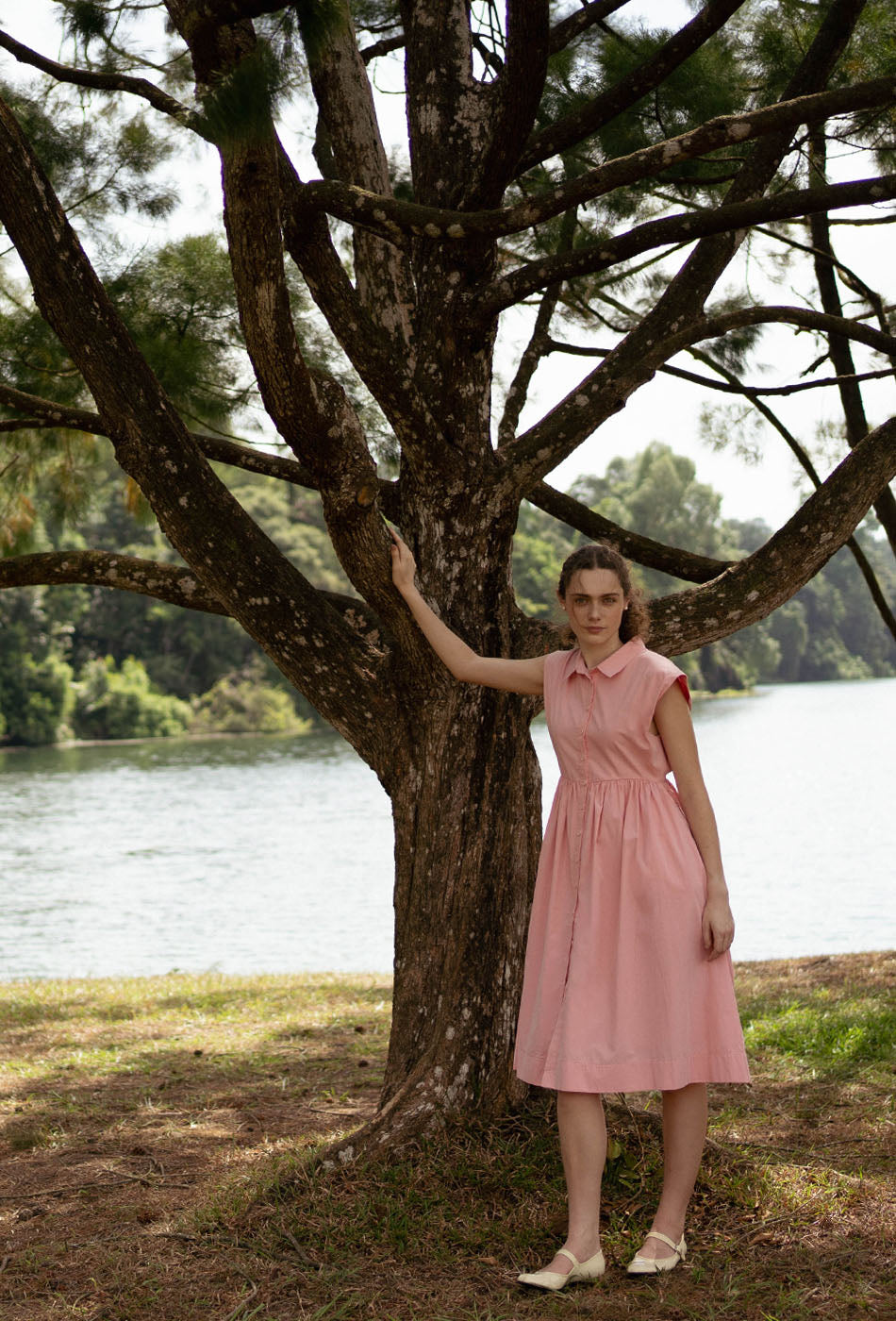 Memory Lane Cotton Dress in Pink