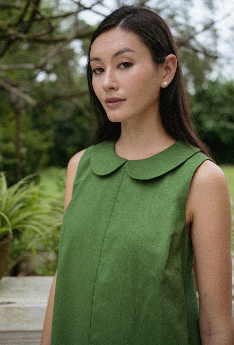 Milk Street Linen Romper in Green