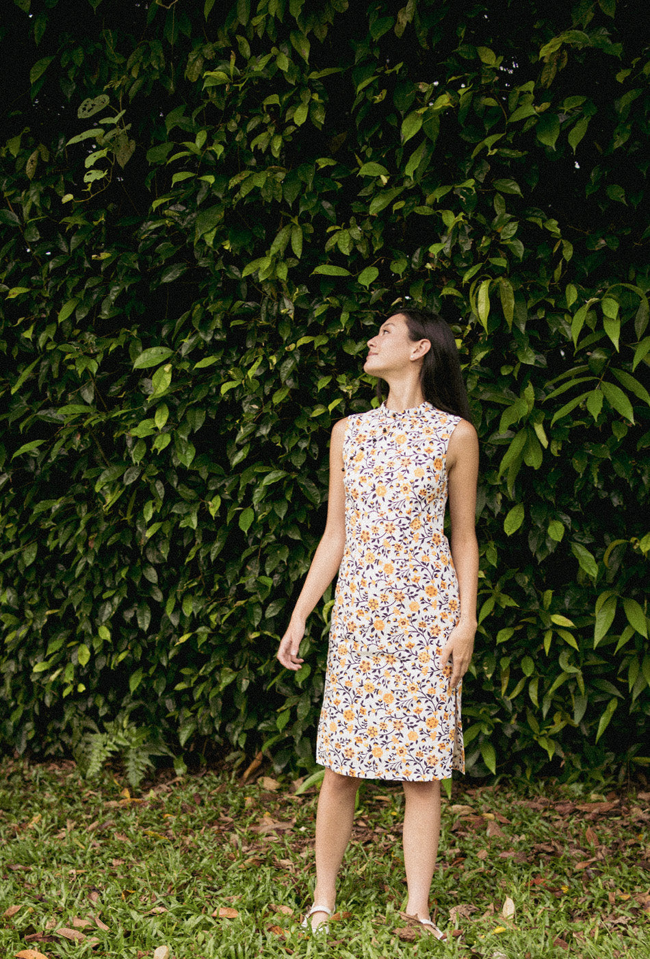 Mom's Closet Cotton Cheongsam in Golden Keepsake