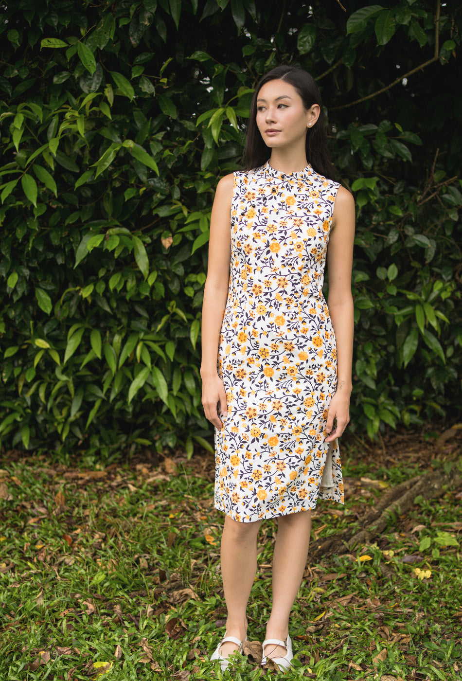 Mom's Closet Cotton Cheongsam in Golden Keepsake