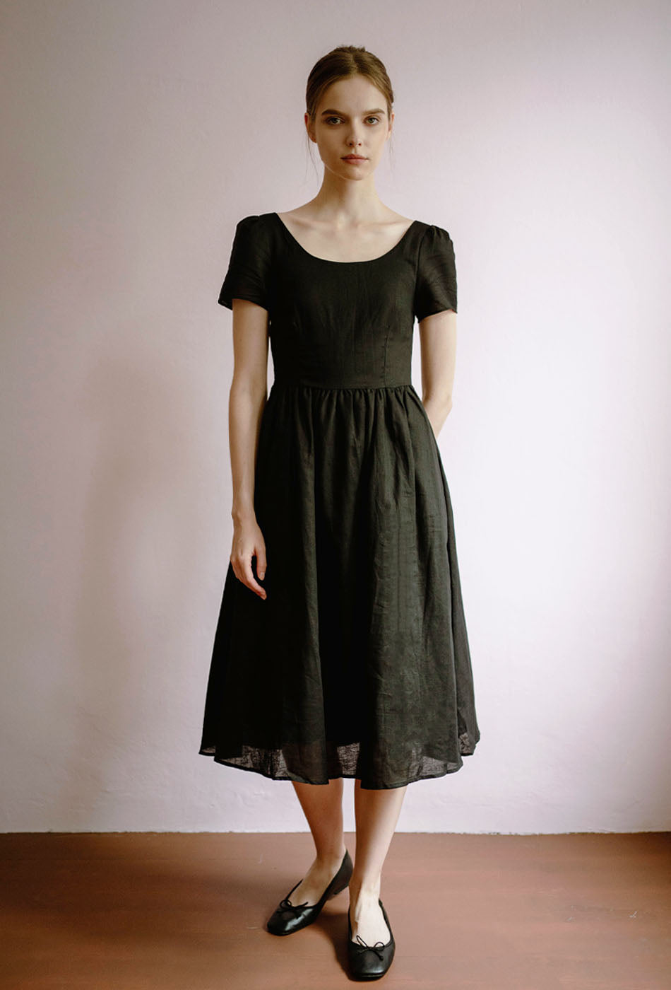 Moon River Linen Dress in Black