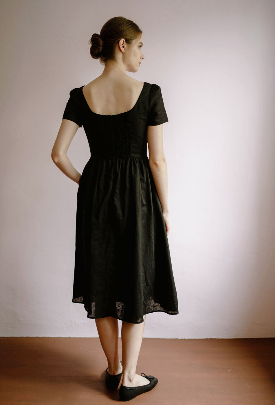 Moon River Linen Dress in Black