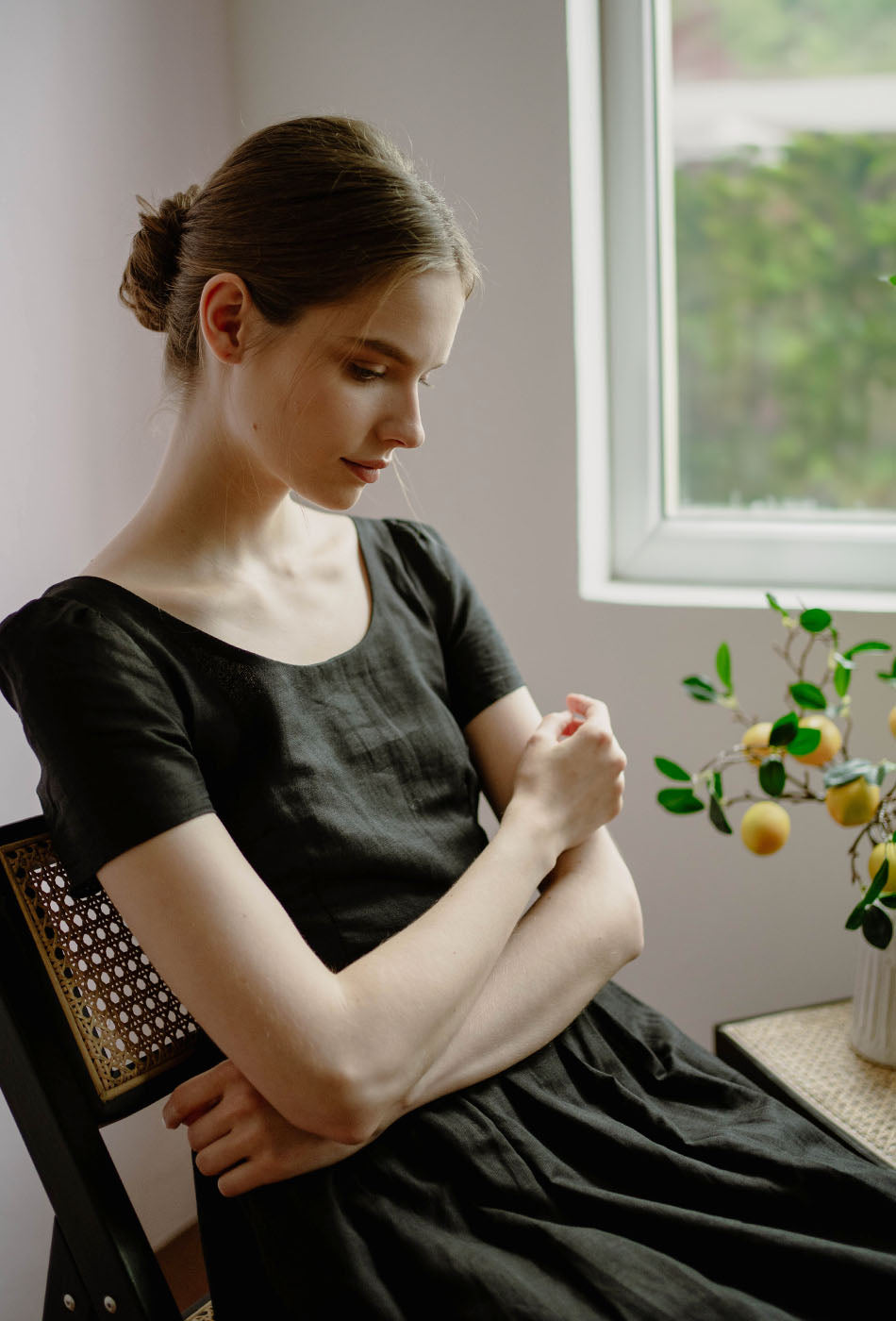 Moon River Linen Dress in Black