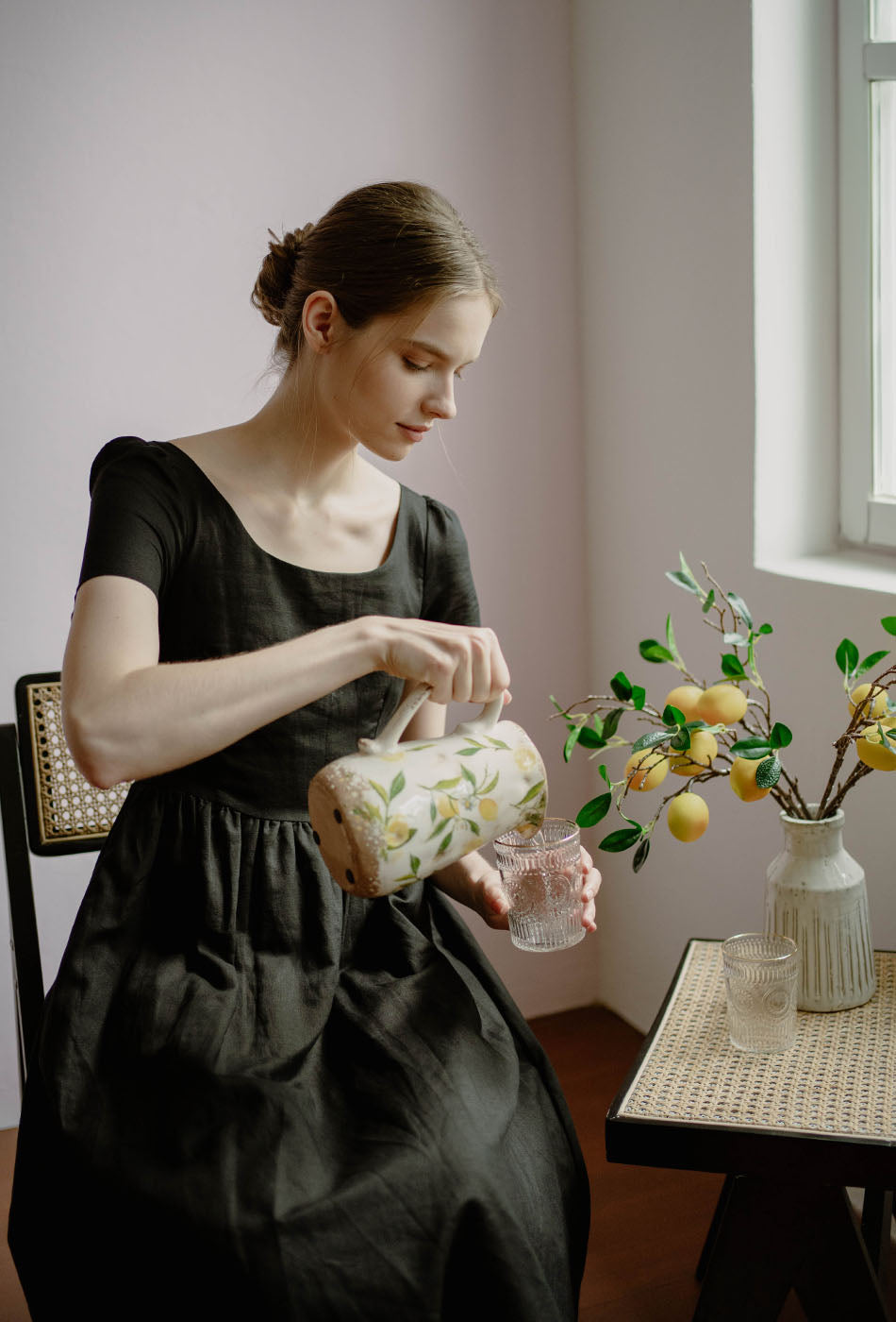 Moon River Linen Dress in Black